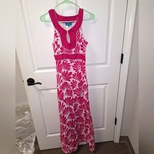 A Southern Frock sleeveless 100% cotton maxi dress in a size 4. Pre-loved